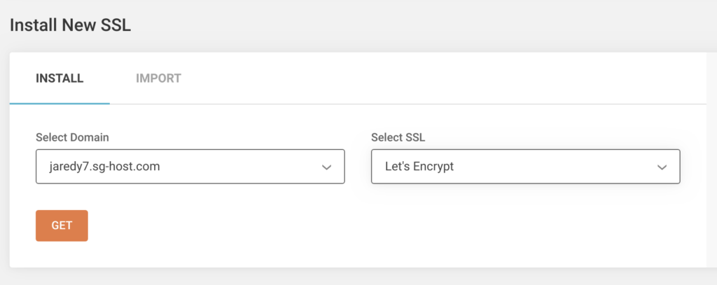 Install New SSL section on the SSL Manager page
