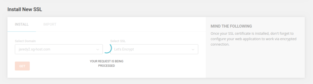 A SiteGround Let's Encrypt SSL certificate installing